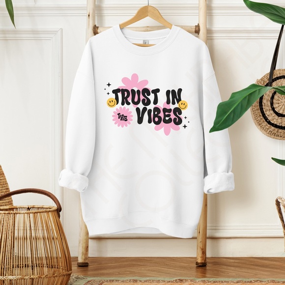 🚨 SALE 🚨 Trust in the Vibes Graphic Crewneck Sweatshirt - Picture 2 of 10